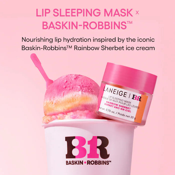 LANEIGE  Lip Sleeping Mask Intense Hydration with Baskin Robbins Rainbow Sherbet