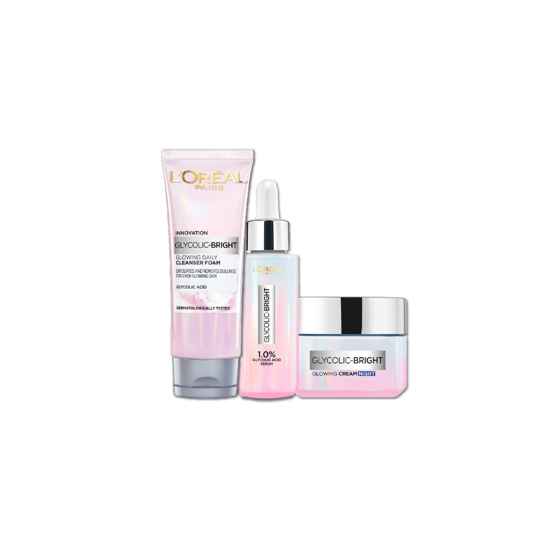 '-15% L'Oreal Glycolic Bright Serum + Night Cream + Wash
