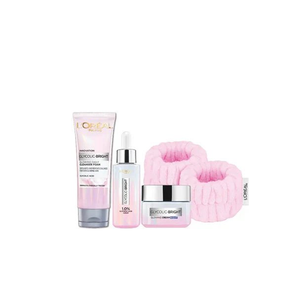 GLYCOLIC BRIGHT FACE WASH + CREAM + SERUM + FREE PINK WRISTBANDS AT 20% OFF - Medaid International
