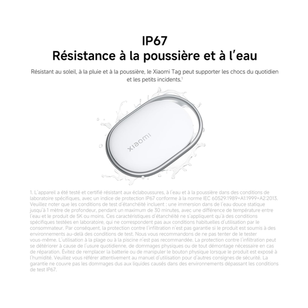 Xiaomi Smart Tag, Compatible Apple Find My and Google Android Find Hub, Bluetooth Tracker for Keys, Luggage, Bag, Wallet or Pet, IP67, Over One Year Battery Life, Pack of 1