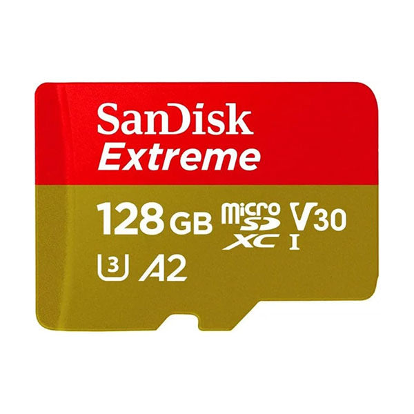 SanDisk 128GB Extreme microSD UHS I Card for 4K Video on Smartphones, Action Cams & Drones 190MB/s Read, 90MB/s Write - SDSQXAA-128-GN6MN