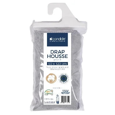 Candide - Fitted Sheet - Cotton 60x120cm - Light grey