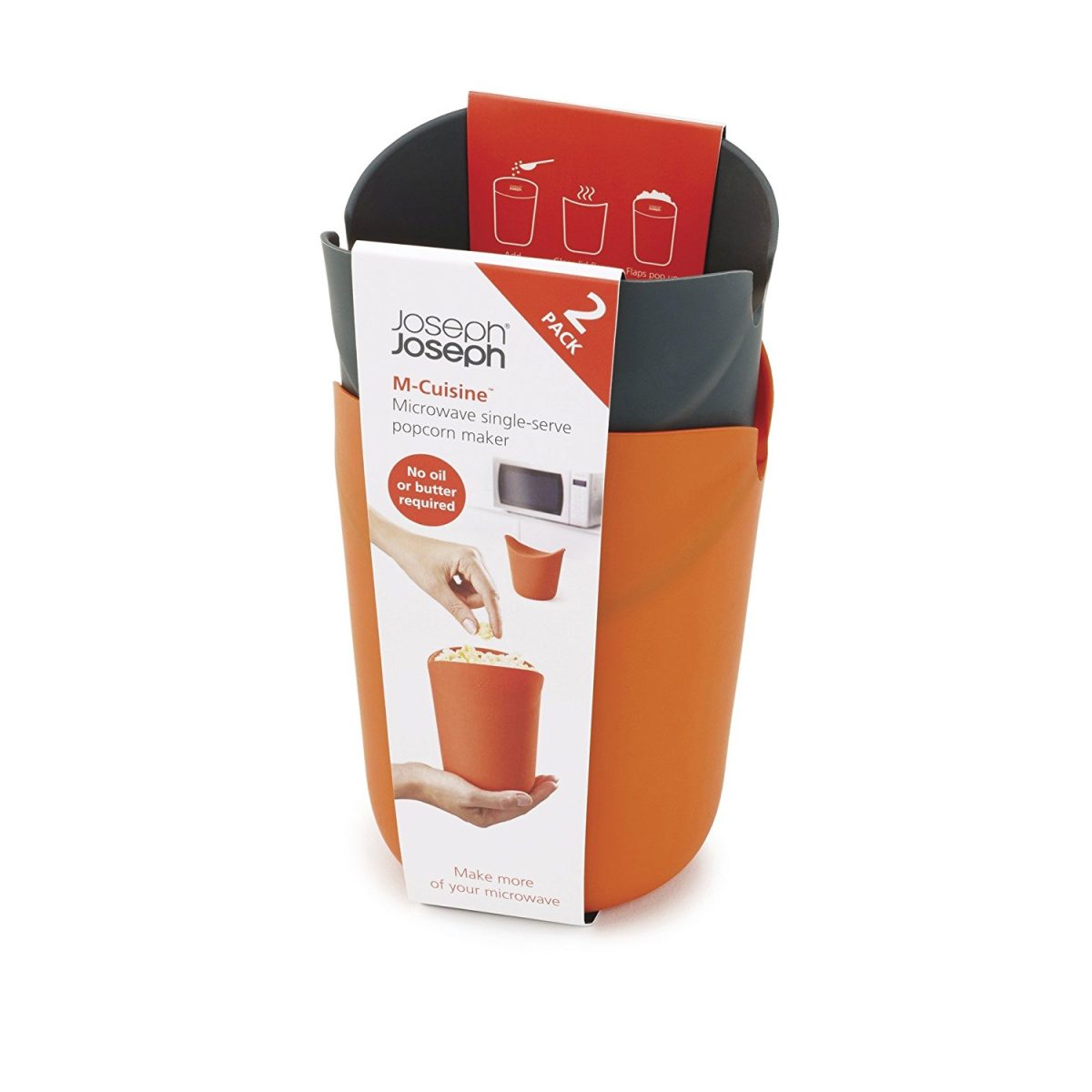 Joseph Joseph M-Cuisine Portion Popcorn Maker – Orange/Grey Set of 2