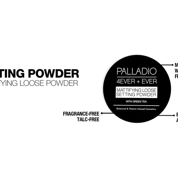 Palladio 4ever+ever mattifying loose setting powder with green tea