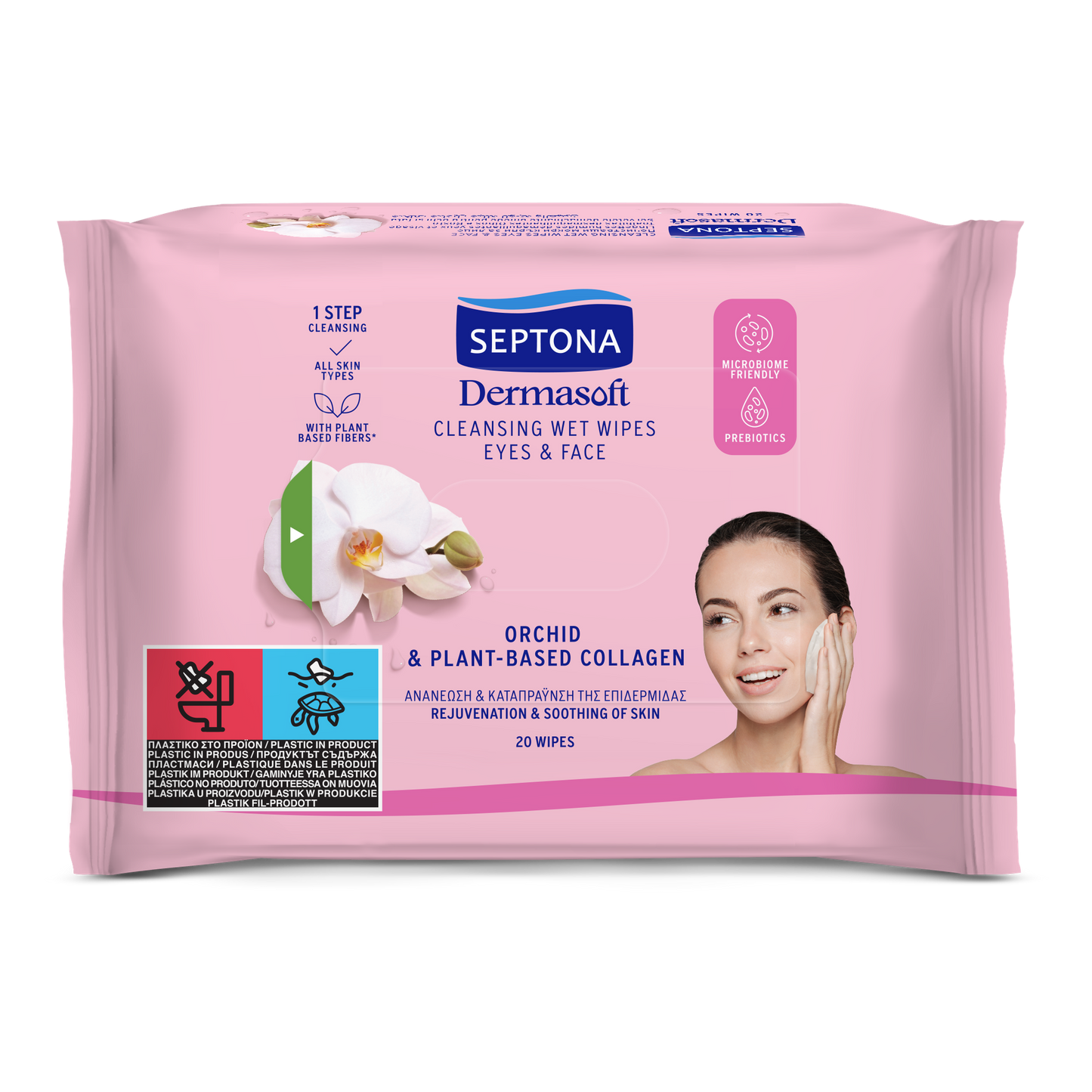 Septona Cosmetic Wipes Orchid & Collagen 20'S