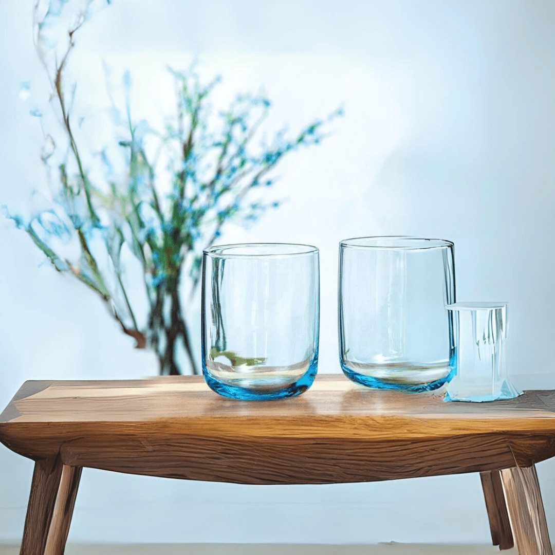 Set of 3 Iconic Blue Glass Glasses