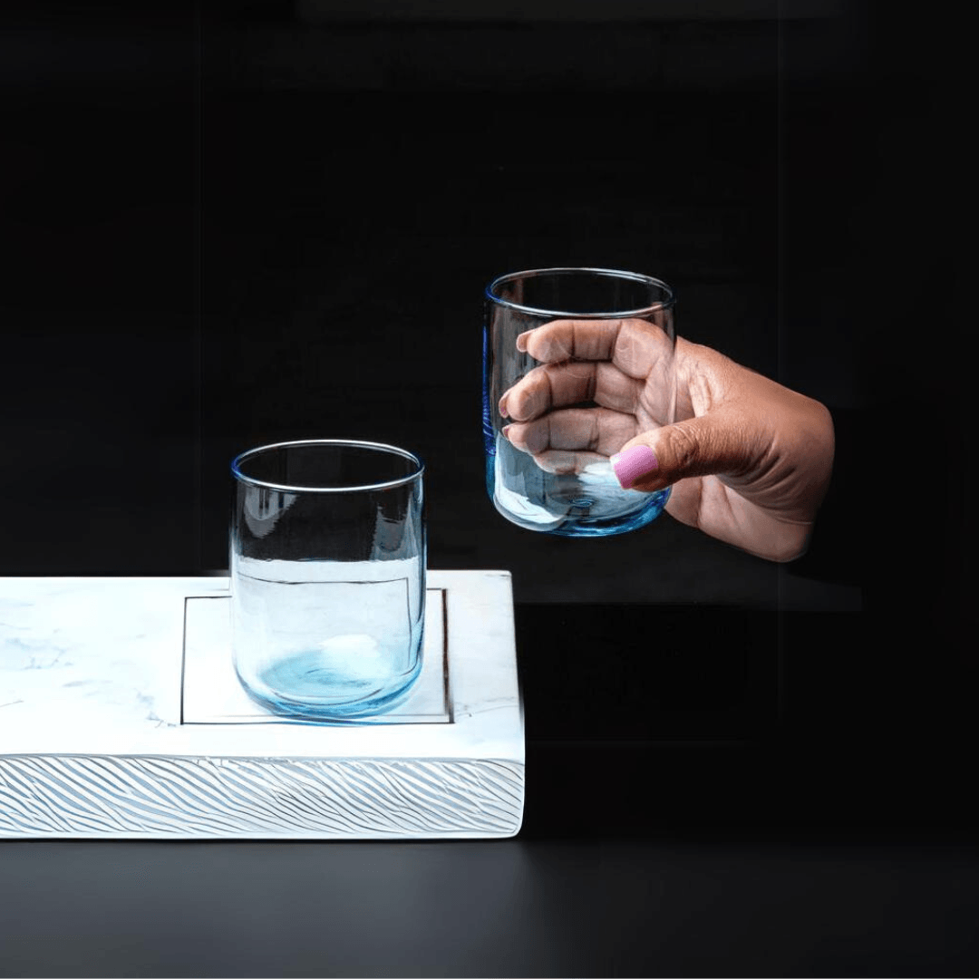 Set of 3 Iconic Blue Glass Glasses