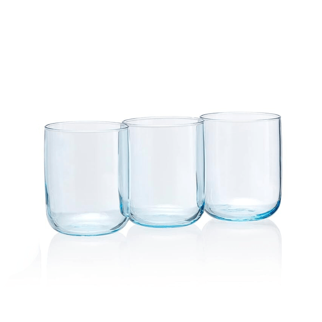Set of 3 Iconic Blue Glass Glasses