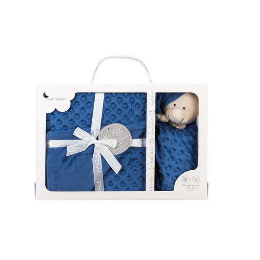 Interbaby Baby Blanket with Blue Doudou Bear