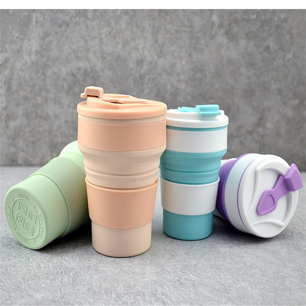 500 Ml Silicone Folding Water Cup Portable Travel Sports Cup Outdoor Camping Portable Folding Coffee