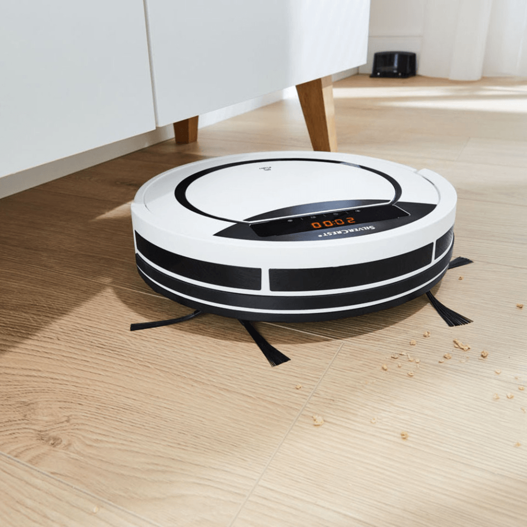 SILVERCREST Robot Vacuum Cleaner, 300 ML Dust Container, 90 Min Autonomy