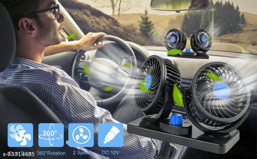 Dual Head Car Fan – Powerful Cooling with 360° Rotation مروحة سيارة برأسين ودوران 360°
