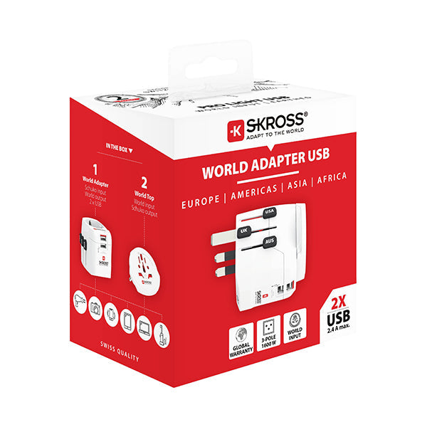 Skross 1302470 Travel adapter Pro Light USB (2xA) -World