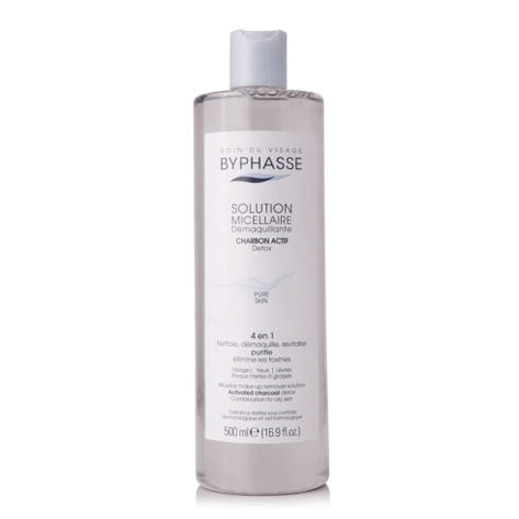Byphasse Micellar make-up remover solution activated charcoal 500ml PURE SKIN