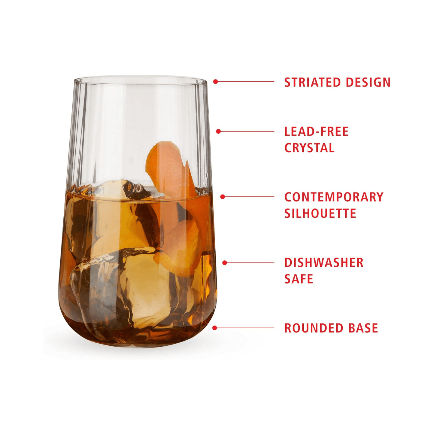 SPIEGELAU Capri Long Drink Glass – Set of 2 | 550 ml Crystal Tumbler