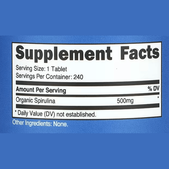 Nutricost Organic Spirulina – 500mg (240 Tablets)