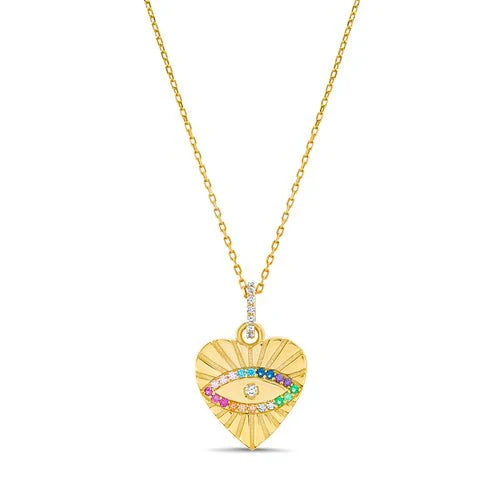 Giani Bernini Women's Sterling Silver CZ Heart Multi Color Evil Eye Necklace|Giani Bernini In Lebanon