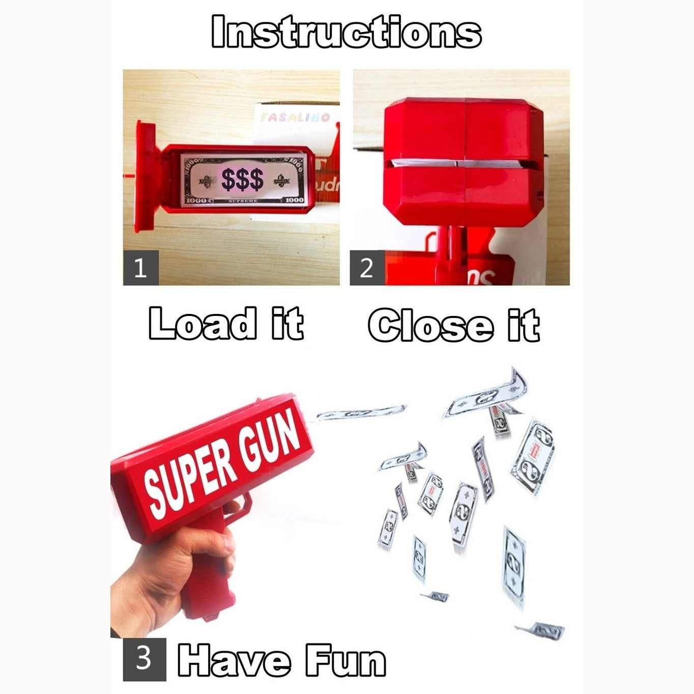 Toy Money Gun with 100 Bills Cash For Events , Parties , Birthdays ...