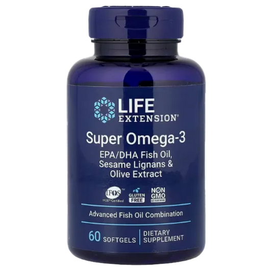 Life Extension Super Omega-3 EPA DHA Fish Oil Sesame Lignans & Olive Extract 60 Softgels