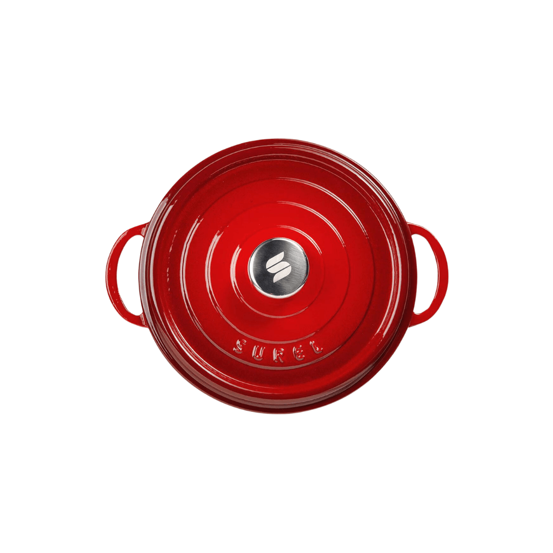 Sürel Red Cast Iron Deep Casserole 28 cm