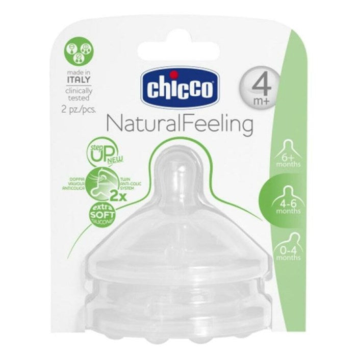 Chicco D - Natural Feeding Teat 4m + Adjustable Flow + 2pcs