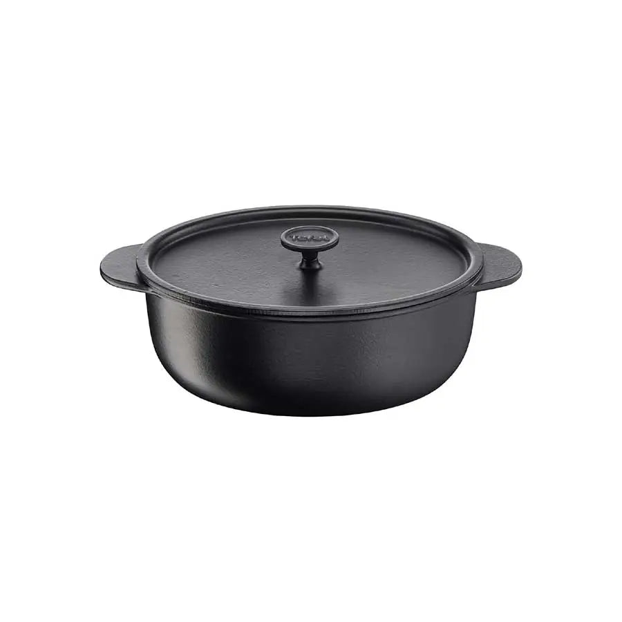 TEFAL Tradition Cast Iron Shallow Pot with Lid, Oval 31 cm, Black, E2258504