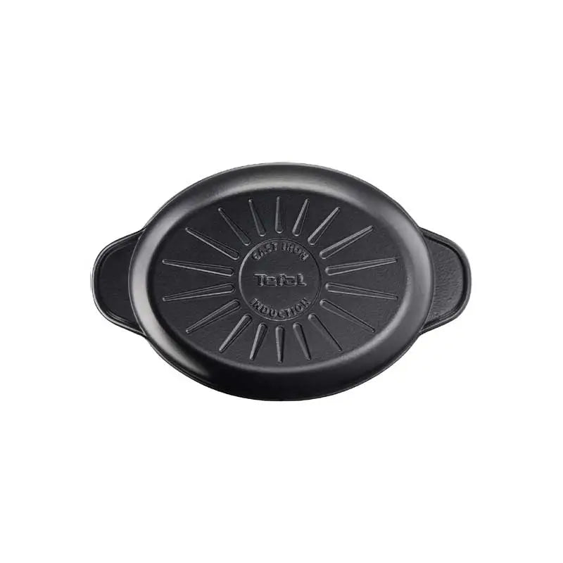TEFAL Tradition Cast Iron Shallow Pot with Lid, Oval 31 cm, Black, E2258504