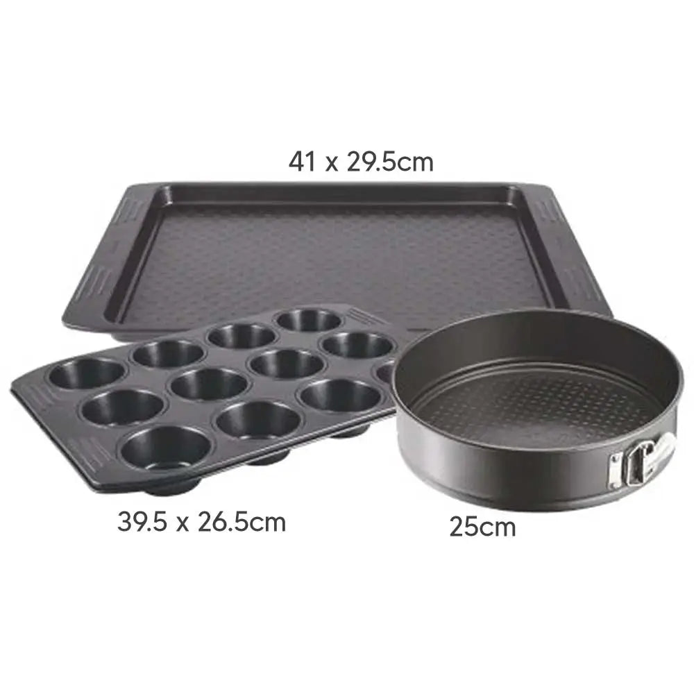 Tefal Easy Grip 3 Pcs Baking Set (Muffins, Baking Tray 29.5x41cm, Springform 25Cm) J162S385