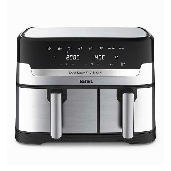 Tefal Easy Fry Dual Zone Air Fryer & Grill, 8.3L, Stainless Steel EY905D40
