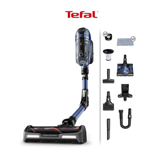 TEFAL Cordless Vacuum Cleaner X-Force Flex 12.60 Vacuum Cleaner with Mopping function | Aqua Model | Flex Tube System | Automatic Suction Power Adjustment by Floor Type | TY99C0HO