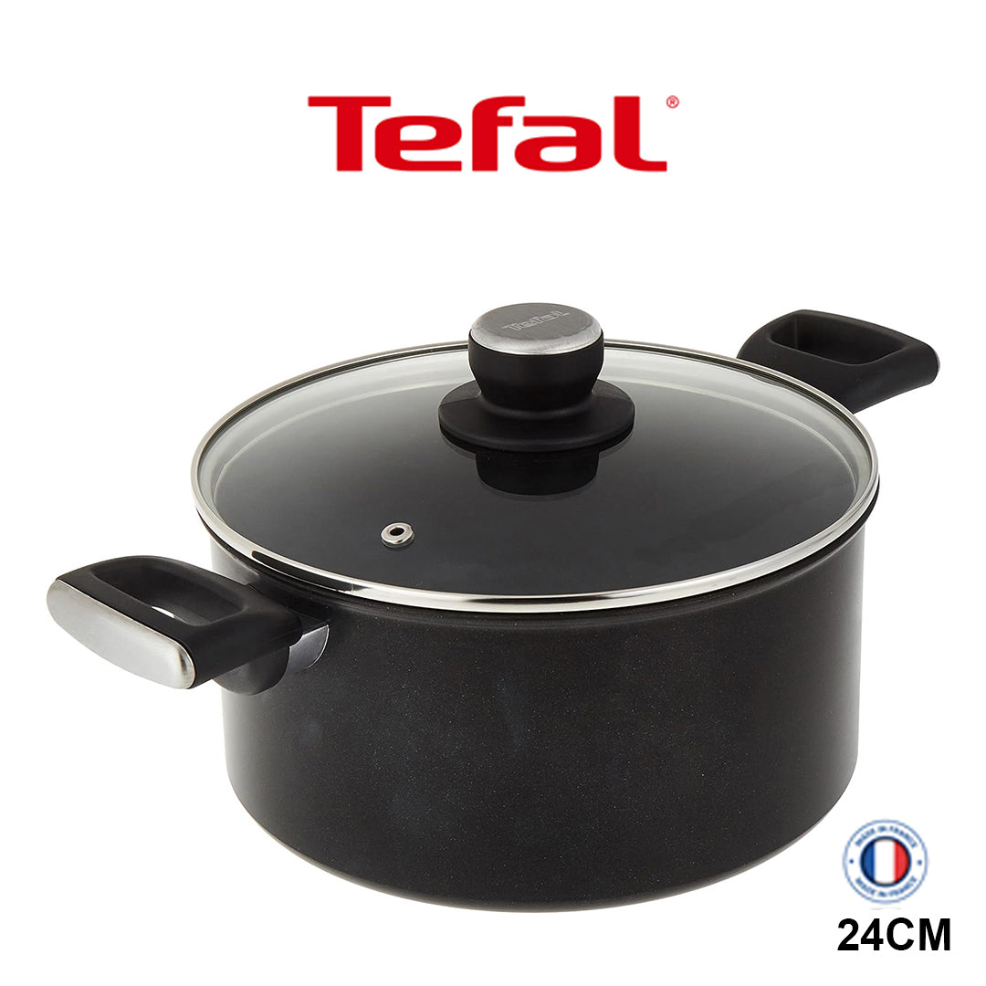 TEFAL Cooking Pot | UNLIMITED Stew Pot 24 cm with Lid | Easy Cleaning Non Stick Coating Thermo Signal™ Healthy Safe Induction | Made in France | G2554602