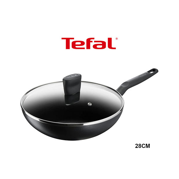 TEFAL Frying Pan | G6 Super Cook Wokpan 28 + Lid | Non Stick With Thermo Signal | Black | Aluminium | B4591684
