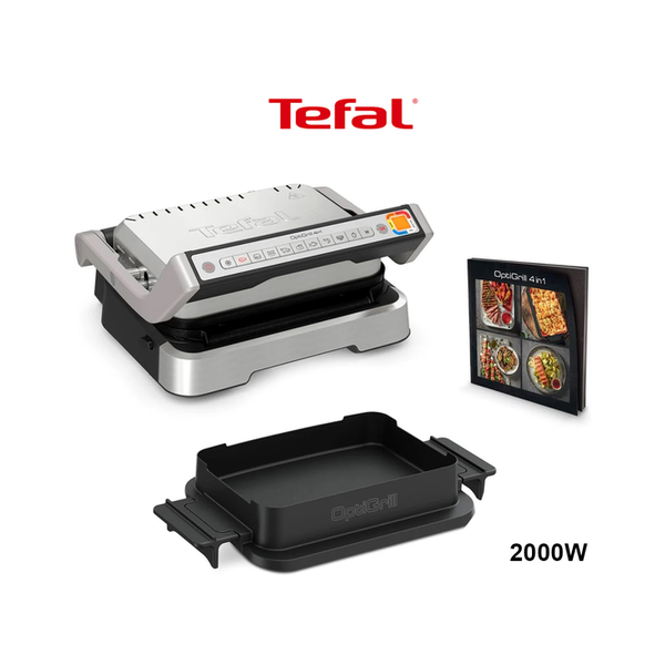 TEFAL OptiGrill 2in1 XL | 2000 W | Perfect Results | No Monitoring | Easy to Clean | Dedicated App | Juice tray | Healthier Grilling | Stainless Steel | GC78MD28