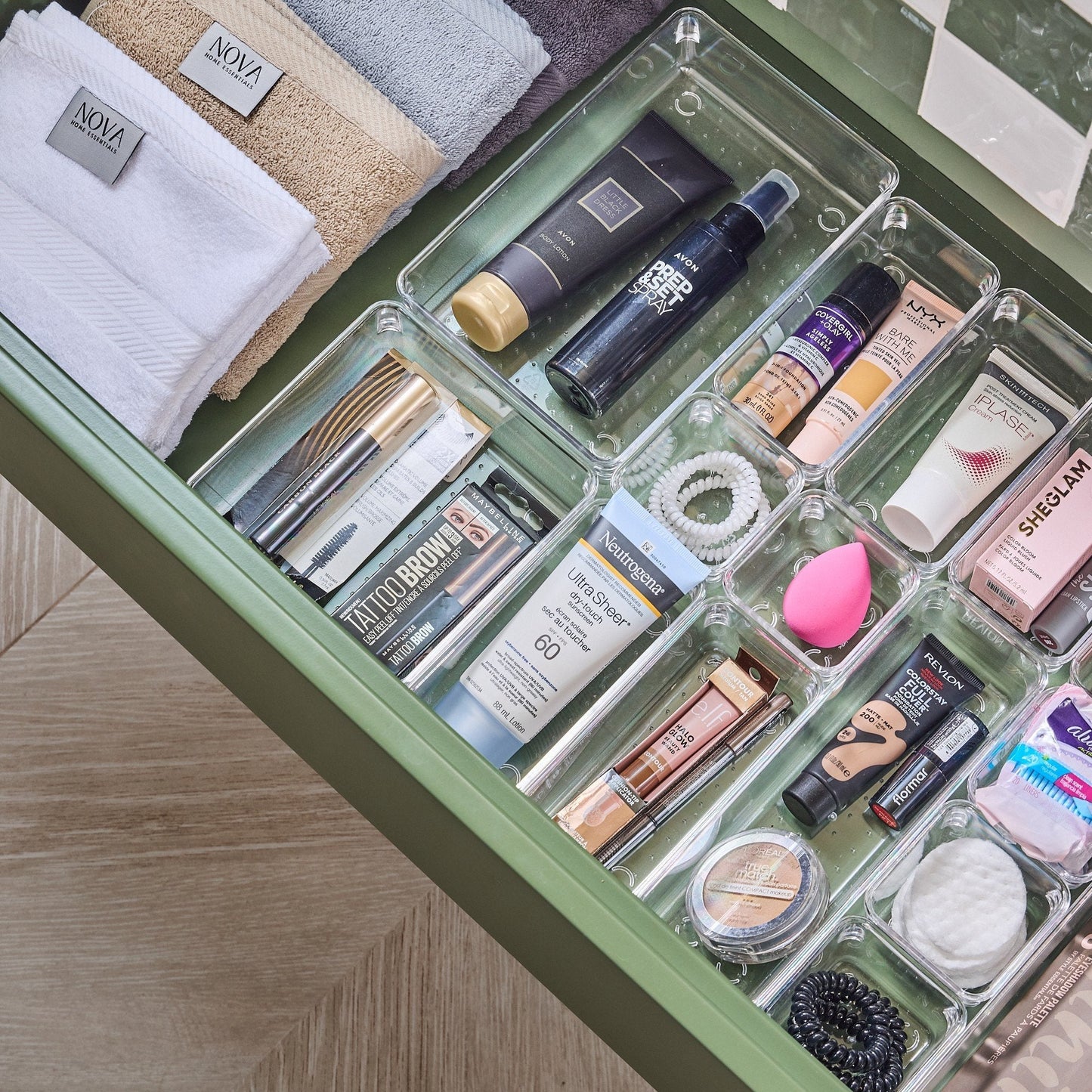 Clear Drawer Organizer Set