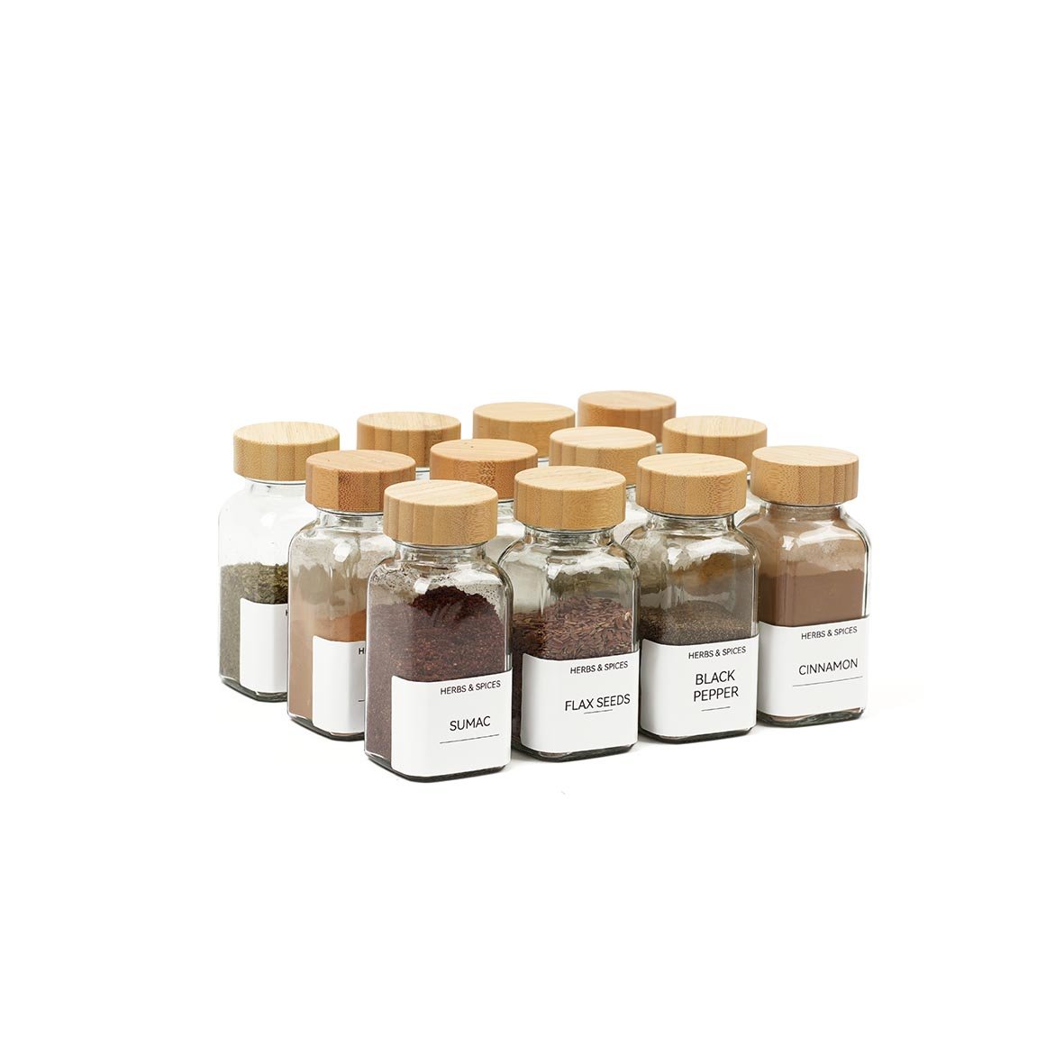Spice Jar Shaker W/ Bamboo Lid - Large  (Set of 12)