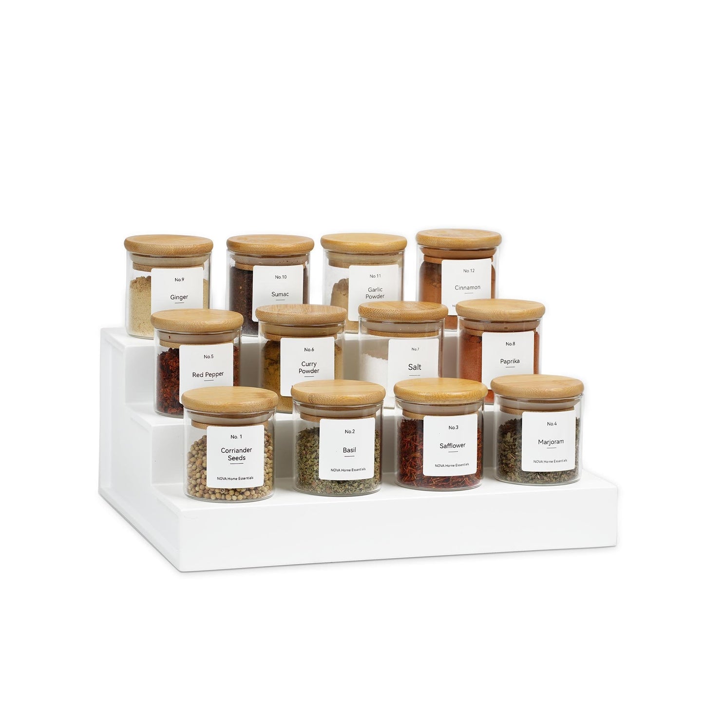 White Riser W/ Bamboo Spice Jars