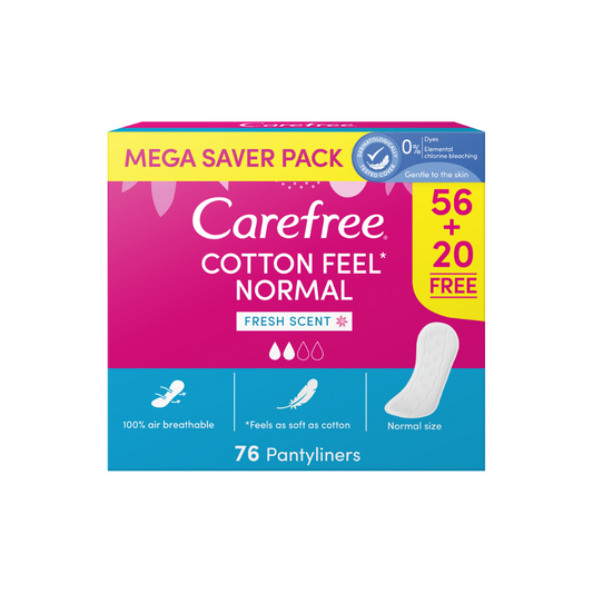 Carefree Normal Cotton Fresh Megapack (56+20) Pieces - Medaid International