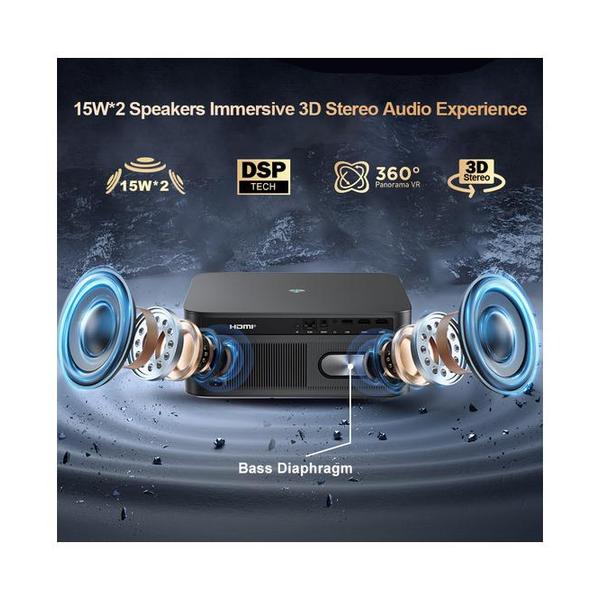 Projector Thundeal TD98 Pro 30000 Lumens Full HD Native 4K Resolution Cinema TV Monitor Television Projecteur Consoles Suitable for Home Office Restaurants Conference