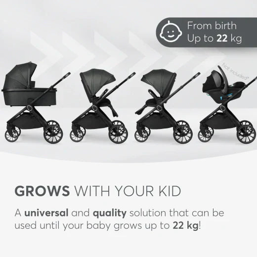 Kikkaboo - Stroller 2in1 Travel System - with carrycot Tiffany - Dark Grey - 2024