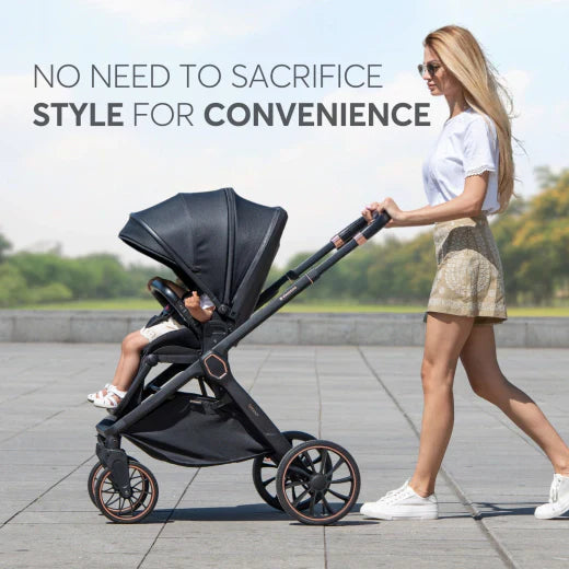 Kikkaboo - Stroller 2in1 Travel System - with carrycot Tiffany - Dark Grey - 2024