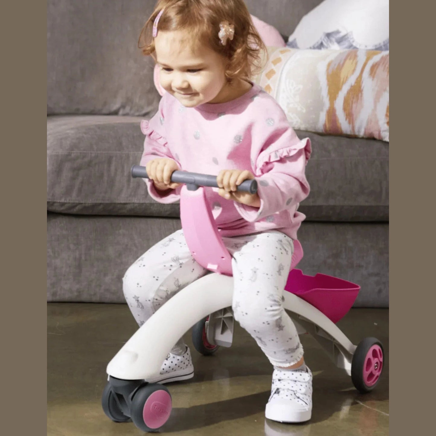 Tiny Love 5 in 1 Walk Behind & ride-on-Pink