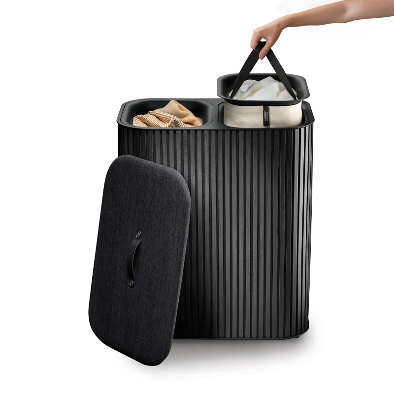 Joseph   Joseph   Tota   Luxe   90L   Black   Laundry   Separation   Basket