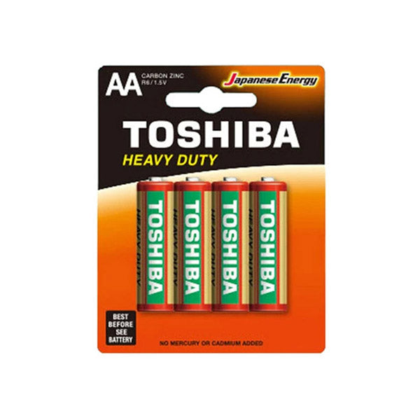 Toshiba 1.5V Heavy Duty AA Carbon Zink Batteries 4 Pcs R06