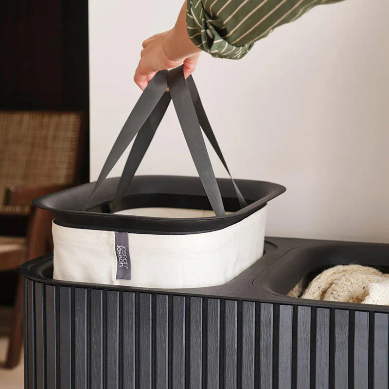 Joseph   Joseph   Tota   Luxe   90L   Black   Laundry   Separation   Basket