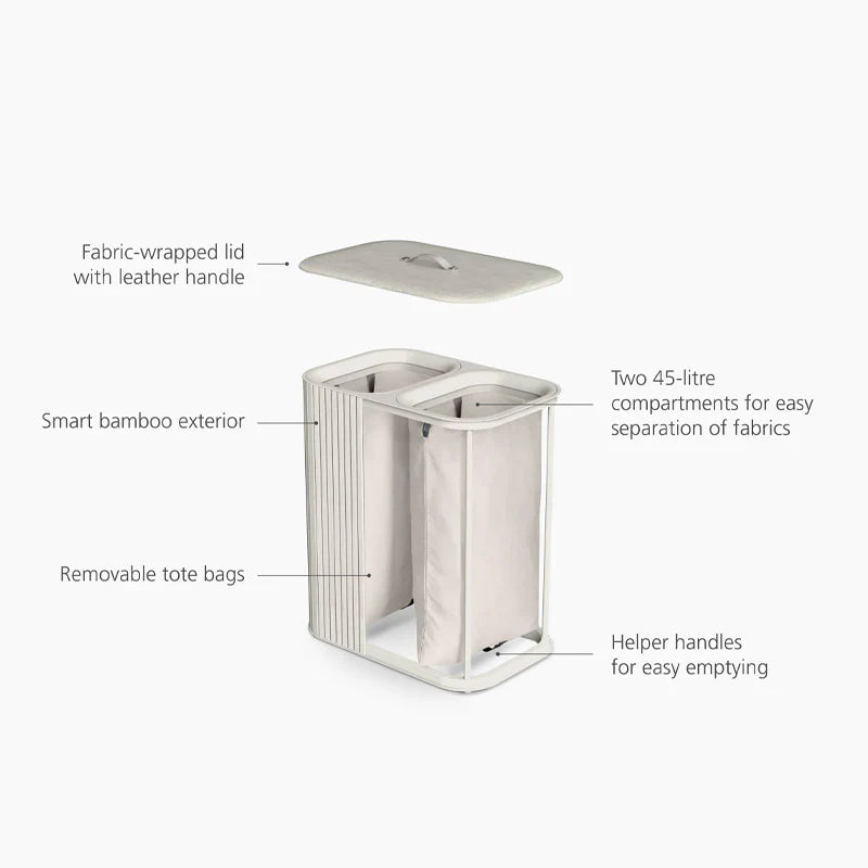 Joseph   Joseph   Tota   Luxe   90L   Ecru   Laundry   Separation   Basket
