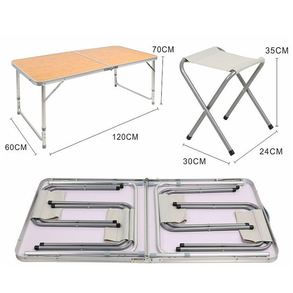 FOLDING CAMPING TABLE WITH 4 CHAIRS FOR 4 TO 6 PEOPLE - Medaid International
