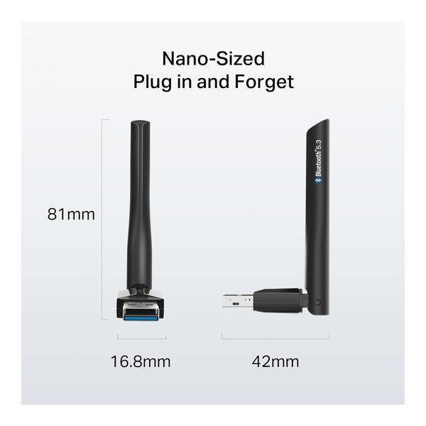 TP-Link, TP-Link USB Bluetooth Adapter for PC, Bluetooth 5.3 Long Range Receiver, Plug and Play, Adjustable Antenna, Supports Windows 11/10/8.1/7 for Desktop, Laptop, PS5/PS4/Xbox Controller, UB500 Plus