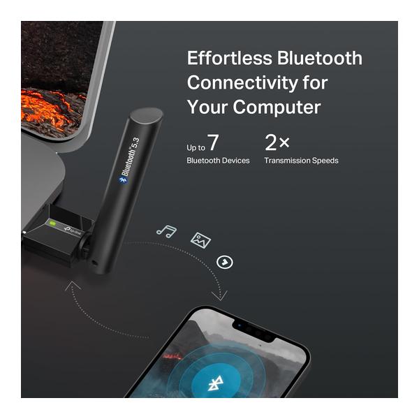 TP-Link, TP-Link USB Bluetooth Adapter for PC, Bluetooth 5.3 Long Range Receiver, Plug and Play, Adjustable Antenna, Supports Windows 11/10/8.1/7 for Desktop, Laptop, PS5/PS4/Xbox Controller, UB500 Plus