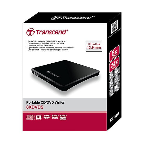 Transcend 8K Extra Slim Portable DVD Writer Optical Drive TS8XDVDS