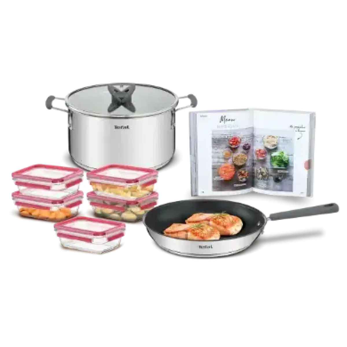 Tefal Set Optispace Induction Poele 28 Cm + 5 Tupperware